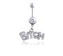 Stainless Steel Crystal Belly Button Navel Ring Silver Bitch Worded Belly Rings For Women