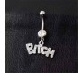 Stainless Steel Crystal Belly Button Navel Ring Silver Bitch Worded Belly Rings For Women