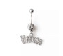 Stainless Steel Crystal Belly Button Navel Ring Silver Bitch Worded Belly Rings For Women