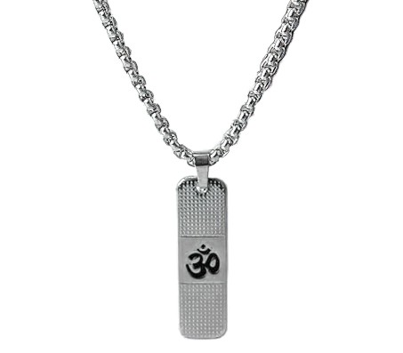 Engraved Om Pendant for Men With Silver Chain Locket Necklace for Men and Women