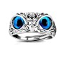 Fiery Blue Eyed Owl Ring Men Women Boys | Syfer Owl Eye Eagle Adjustable Ring | Fashion Owl Ring for Men