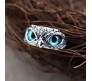 Fiery Blue Eyed Owl Ring Men Women Boys | Syfer Owl Eye Eagle Adjustable Ring | Fashion Owl Ring for Men