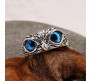 Fiery Blue Eyed Owl Ring Men Women Boys | Syfer Owl Eye Eagle Adjustable Ring | Fashion Owl Ring for Men