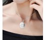 Circular Photo Memory Holder Locket Pendant Necklace Round Photo Frame with Chain Valentine Gift for Women and Girls