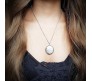 Circular Photo Memory Holder Locket Pendant Necklace Round Photo Frame with Chain Valentine Gift for Women and Girls