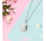 Circular Photo Memory Holder Locket Pendant Necklace Round Photo Frame with Chain Valentine Gift for Women and Girls