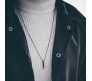 3D Cuboid Vertical Bar/Stick Stainless Steel Locket Black Pendant Necklace Glossy for Boys and Men