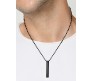 3D Cuboid Vertical Bar/Stick Stainless Steel Locket Black Pendant Necklace Glossy for Boys and Men