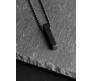 3D Cuboid Vertical Bar/Stick Stainless Steel Locket Black Pendant Necklace Matt for Boys and Men