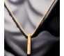 3D Cuboid Vertical Bar/Stick Stainless Steel Locket Gold Pendant Necklace for Boys and Men