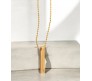 3D Cuboid Vertical Bar/Stick Stainless Steel Locket Gold Pendant Necklace for Boys and Men