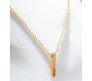 3D Cuboid Vertical Bar/Stick Stainless Steel Locket Gold Pendant Necklace for Boys and Men