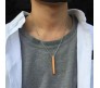 3D Cuboid Vertical Bar/Stick Stainless Steel Locket Rose Gold Pendant Necklace for Boys and Men