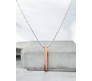 3D Cuboid Vertical Bar/Stick Stainless Steel Locket Rose Gold Pendant Necklace for Boys and Men