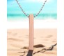 3D Cuboid Vertical Bar/Stick Stainless Steel Locket Rose Gold Pendant Necklace for Boys and Men