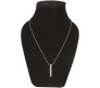 3D Cuboid Vertical Bar/Stick Stainless Steel Locket Silver Pendant Necklace for Boys and Men