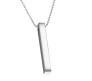 3D Cuboid Vertical Bar/Stick Stainless Steel Locket Silver Pendant Necklace for Boys and Men