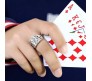 Stainless Steel Ace King Queen Jack Playing Card Stylish Biker Poker Adjustable Ring for Men Boys