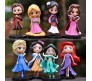 Set of 8 Cute Princess Action Figure Set Or Cake Topper 10 cm Decoration Merchandise Showpiece of Snow White Sofia Cinderella Belle Jasmine Anna Mulan Table Gift Multicolor