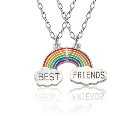 Silver Plated Rainbow Best Friend Necklace Chain for Girls & Women (Friendship, BFF) Multicolor