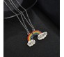 Silver Plated Rainbow Best Friend Necklace Chain for Girls & Women (Friendship, BFF) Multicolor