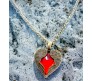 Retro Vintage Red Heart Antique Crystal Angel Wings Pendant Bronze Chain Fashion Necklace Jewelry For Women