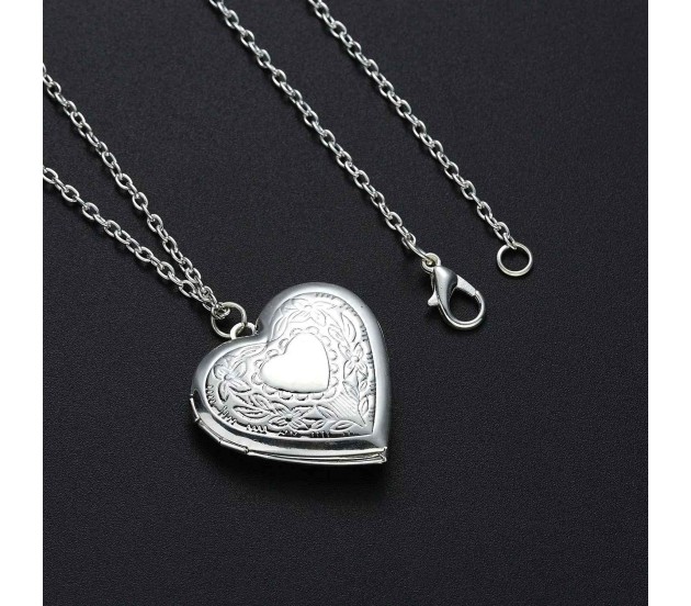 Heart Locket Necklace For Women Engraved With Photos