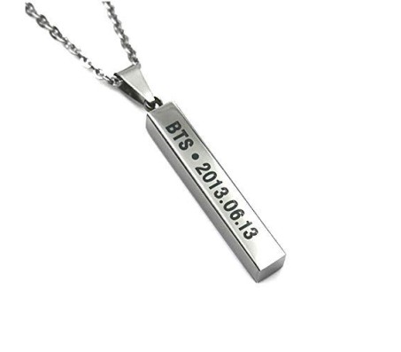 Kpop Bangtan BTS Pendent Debut Date Printed Stylish BTS Army Merchandise Necklace / Locket Chain for Army Girls Silver