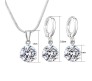 Silver Round AAA Zircon Solitaire Pendant with Necklace and Earring Set for Women and Girls