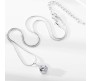 Silver Round AAA Zircon Solitaire Pendant with Necklace and Earring Set for Women and Girls