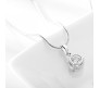 Silver Round AAA Zircon Solitaire Pendant with Necklace and Earring Set for Women and Girls