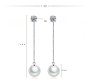 Solitaire Silver Plated Long Pearl Dangle Drop Earrings for Women and Girls White Silver