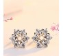 Stud Earrings Sterling Silver for Women Girls CZ Cubic Zirconia Flower-Shaped Earrings Ear Studs Bars White