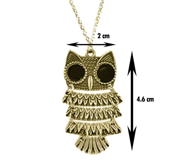 14K Real Solid Gold Owl Necklace for Women