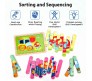 8 in 1 Transport Vehicles Stip Puzzles Ice Cream Stick Puzzle Sorting Blocks for Preschool Montessori Educational Small Kids Toddlers Boys and Girls Multicolor