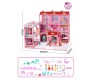 Big Size Large 310 Pcs Mansion Pink Doll House 2.5 Feet x 2.1 feet x 1.8 Feet with Dolls Lights LED and All Doll House Furniture and Accessory for Girls