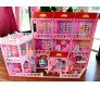 Big Size Large 310 Pcs Mansion Pink Doll House 2.5 Feet x 2.1 feet x 1.8 Feet with Dolls Lights LED and All Doll House Furniture and Accessory for Girls