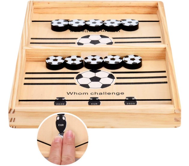 Coogam Fast Sling Puck Game, Wooden Sling Football Shot Board Game Large  Table Interaction Speed Track Toy for Party Home Family Parents-Child Boys