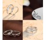 White Rhinestone Adjustable Heart Shape with Forever Word Couple Ring for Men and Women