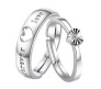 White Rhinestone Adjustable Heart Shape with Forever Word Couple Ring for Men and Women