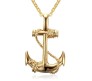 Anchor Shape Sailor Pendant Locket Necklace with Chain Accessory Jewellery Gold Plated for Men