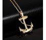 Anchor Shape Sailor Pendant Locket Necklace with Chain Accessory Jewellery Gold Plated for Men