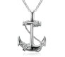 Anchor Shape Sailor Pendant Locket Necklace with Chain Accessory Jewellery Silver Plated for Men