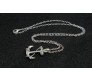 Anchor Shape Sailor Pendant Locket Necklace with Chain Accessory Jewellery Silver Plated for Men