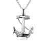 Anchor Shape Sailor Pendant Locket Necklace with Chain Accessory Jewellery Silver Plated for Men