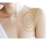 Tassel Shoulder Necklace Chains Stainless Steel Gold Punk Cool Body Chain Gothic Hip Hop Jewelry Accessories for Women and Girls