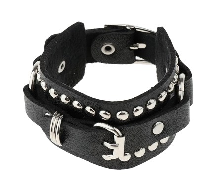 Black PU Leather Bracelet Punk Bracelet Adjustable Goth Cuff Bracelet Gothic Rivet Buckle Wristband for Men Women