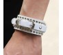 White PU Leather Bracelet Punk Bracelet Adjustable Goth Cuff Bracelet Gothic Rivet Buckle Wristband for Men Women