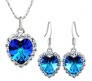 Heart of the Ocean Neclace Set Titanic Blue Stone Pendant Earring Jewellery Necklace for Women