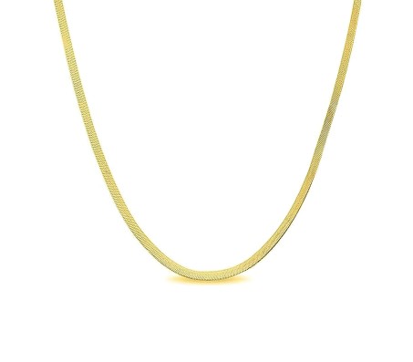 Chain 18 Inch Gold Plated Flat Necklace for Men and Women